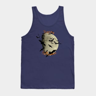 Happy Halloween Bats and Haunting Moon Tank Top